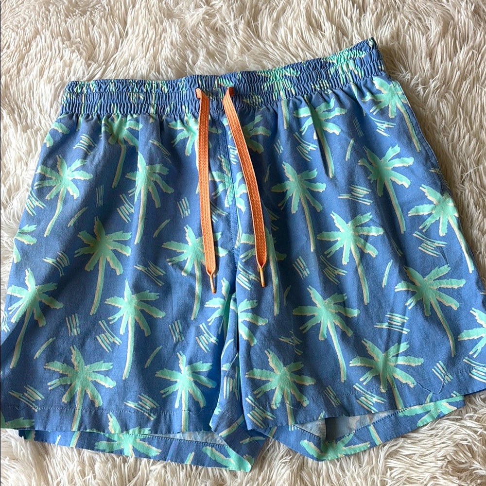 Blue Palm Tree Print Men's swimsuit